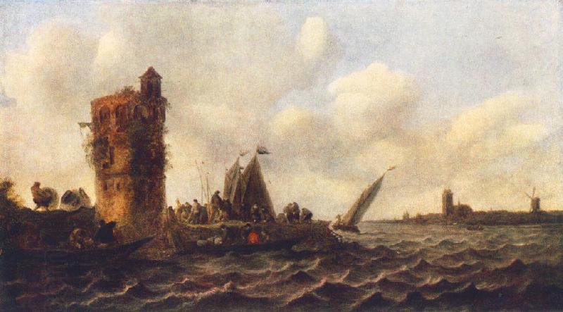 Jan van Goyen A View on the Maas near Dordrecht oil painting picture